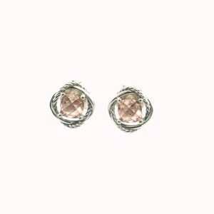 David Yurman Pink Topaz Cable Frame Stud Earrings